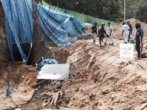 One man dies, five injured in Phuket construction site landslide